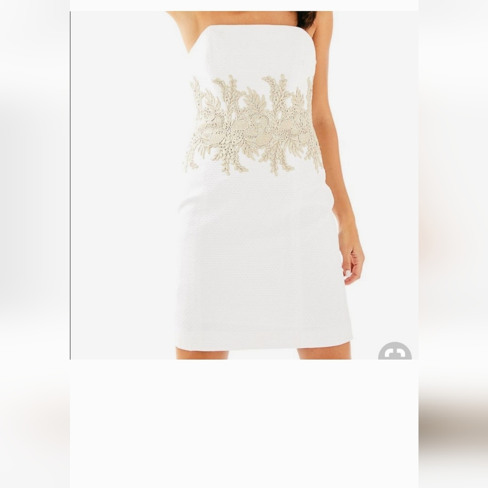 Lily Pulitzer Strapless Dress with Gold Embellishments. GORGEOUS  Size 2